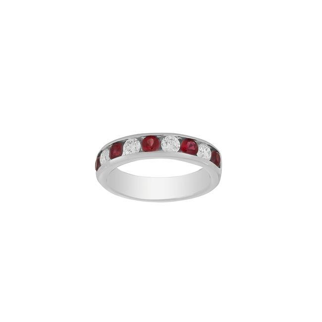 London Collection Platinum Diamond and Gemstone Half Way Channel Set Band 4.25mm