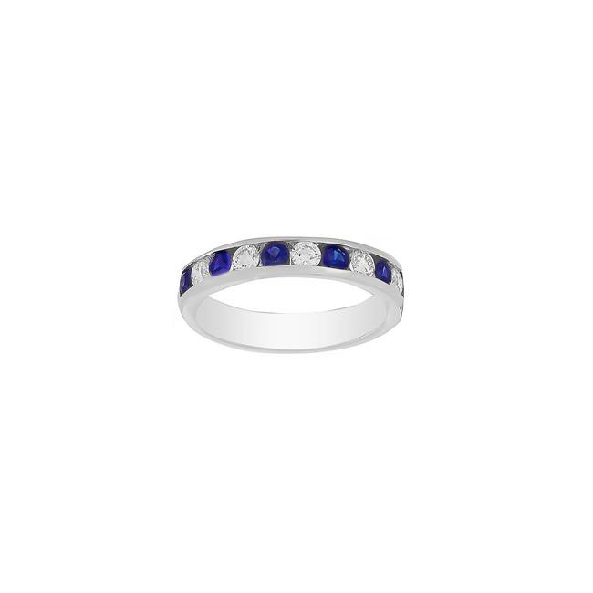 London Collection Platinum Diamond and Gemstone Half Way Channel Set Band 3.75mm
