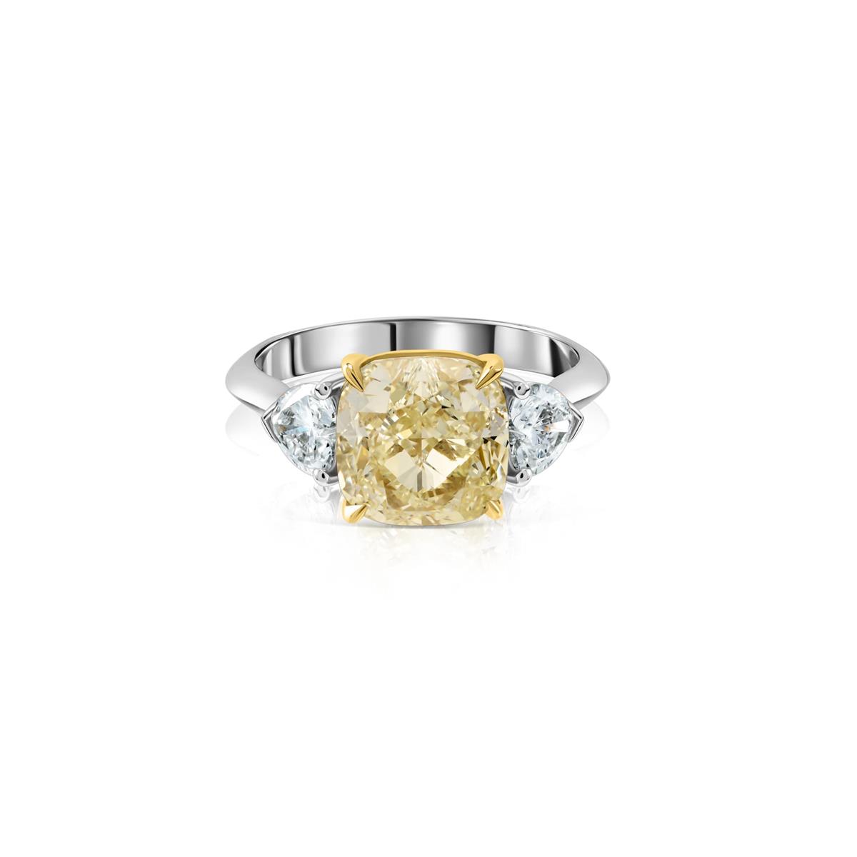Isa Grutman 18k Two Tone Fancy Yellow Diamond Cushion Ring