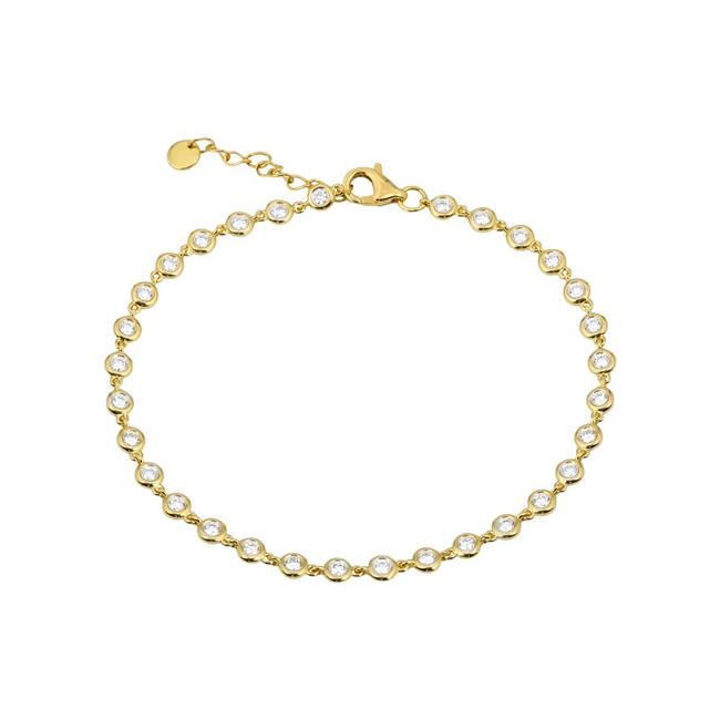 London Collection 14k Yellow Gold Multi Bezel Diamond Chain Bracelet