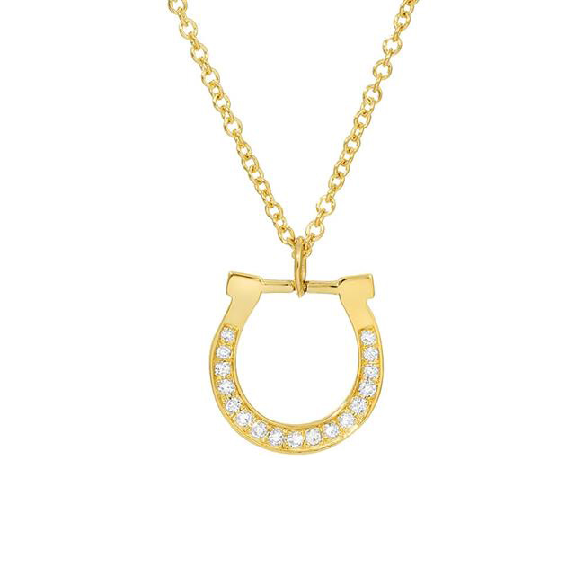 London Collection 14k Yellow Gold Diamond Horseshoe Pendant Necklace