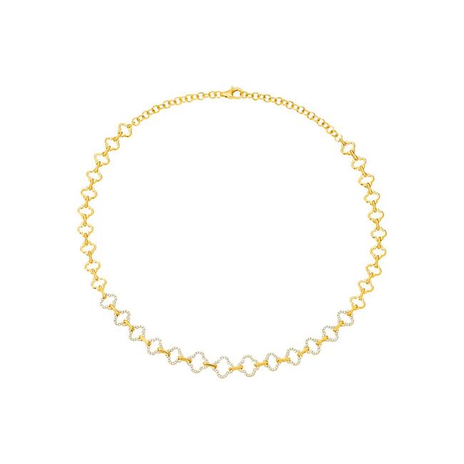 London Collection 14k Yellow Gold Open Graduated Clover Necklace