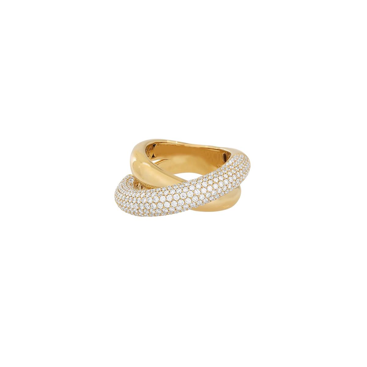 Engelbert Loop Collection 18k Yellow Gold Half Pave Diamond Big Infinity Loop Ring