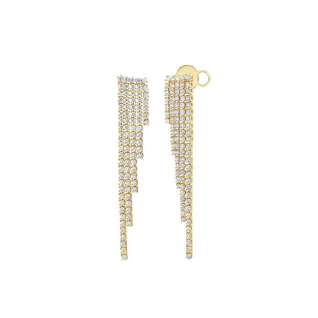 London Collection 14k Yellow Gold Five Dangle Diamond Earrings