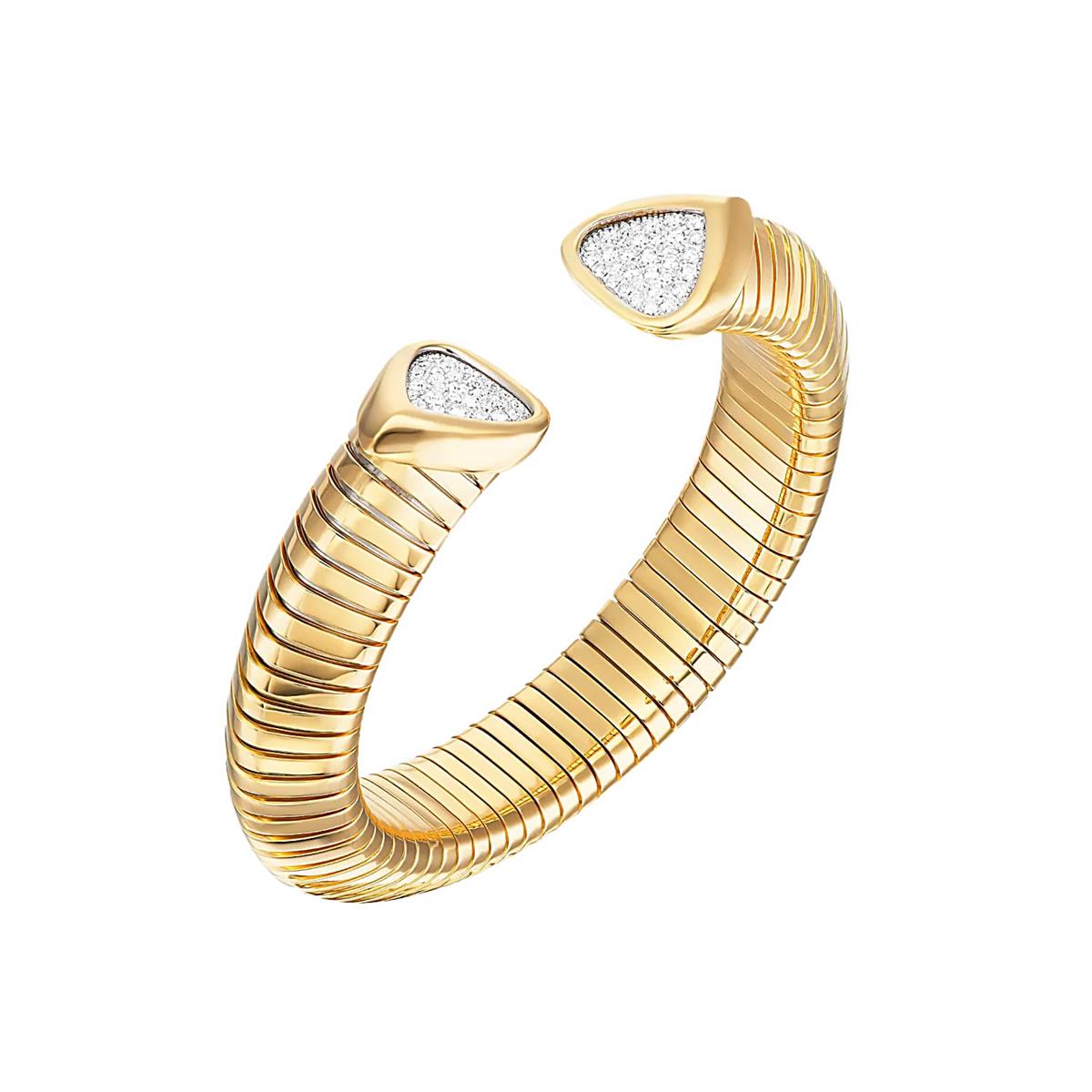 Marina B Trisolina 18k Yellow Gold Diamond Open Cuff Bracelet