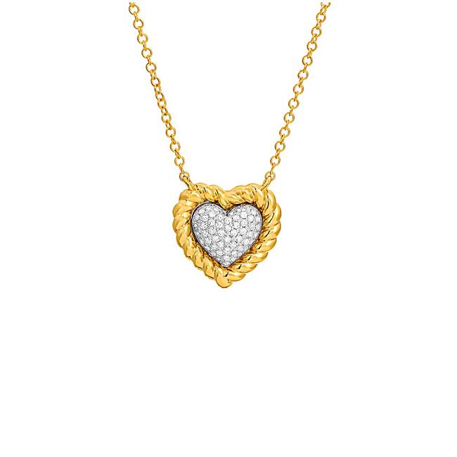 London Collection 14k Yellow and White Gold Heart Rope Necklace