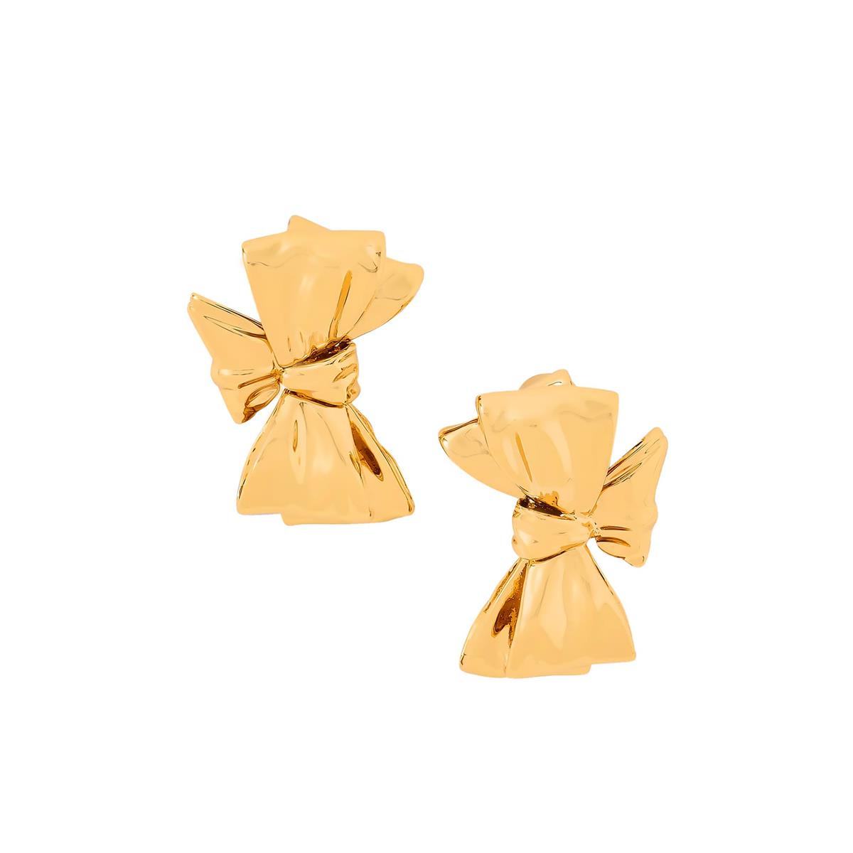 Jennifer Fisher Gold Ecoated Brass Large Bow Stud Earrings
