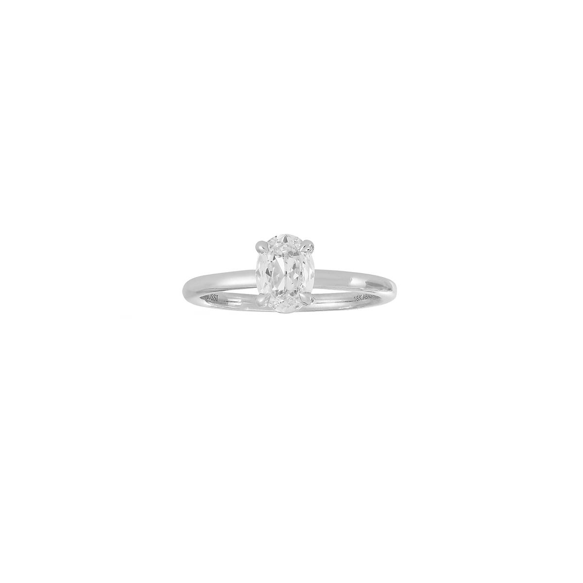 Henri Daussi 18k White Gold Diamond Solitaire Delicate Engagement Ring