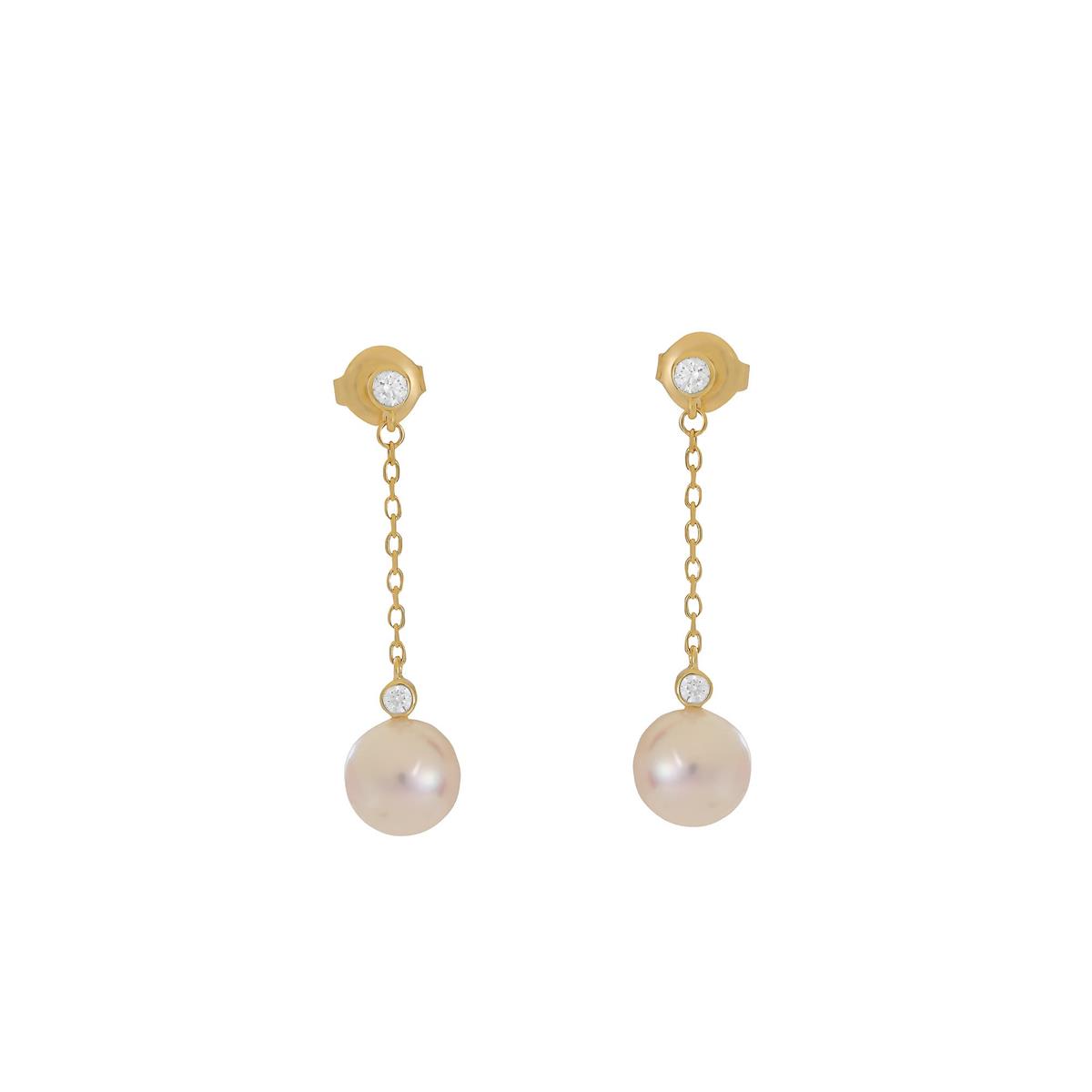 Mikimoto 18k Yellow Gold Diamond & Akoya A+ Drop Earrings