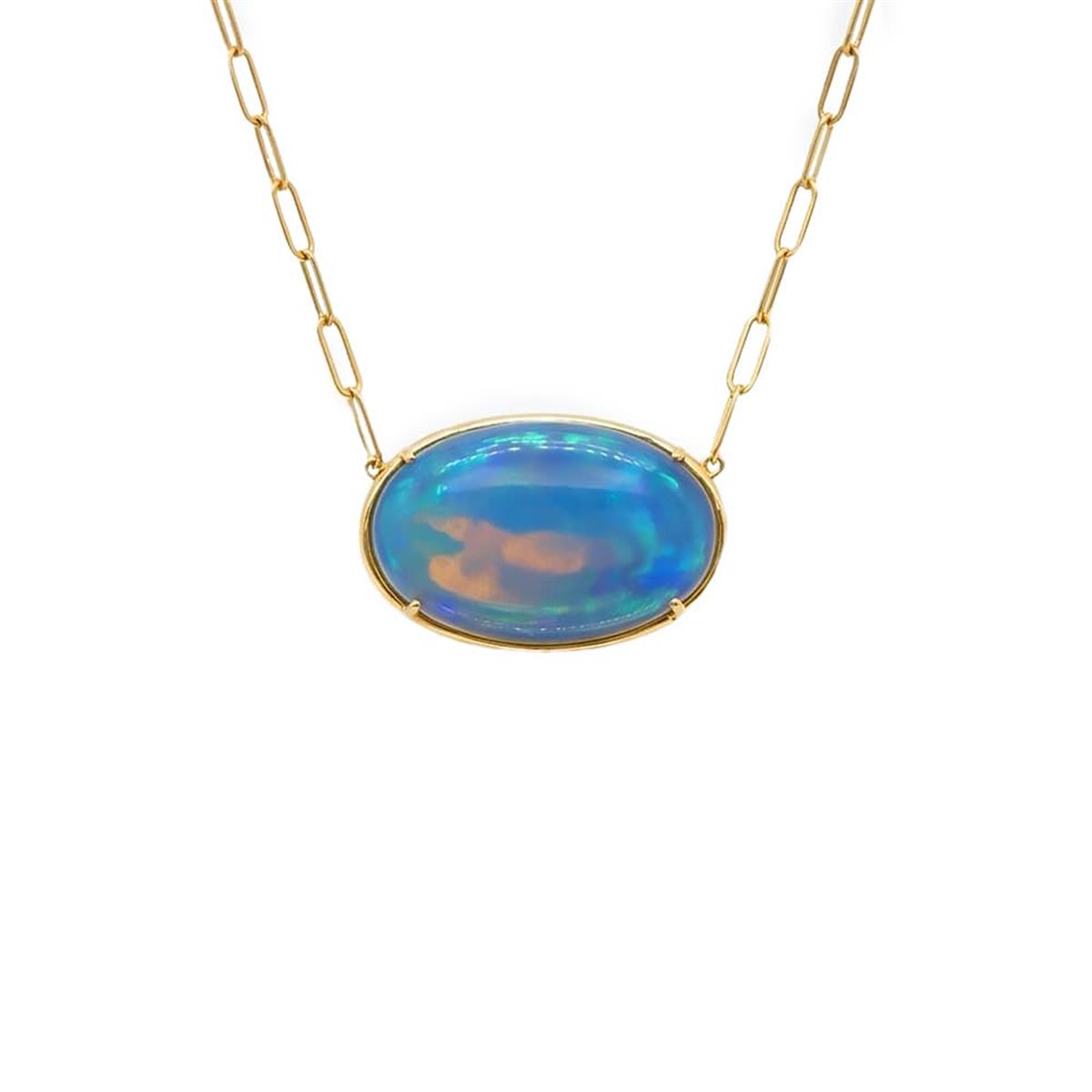 London Collection 14k Yellow Gold East/West Opal Pendant Necklace