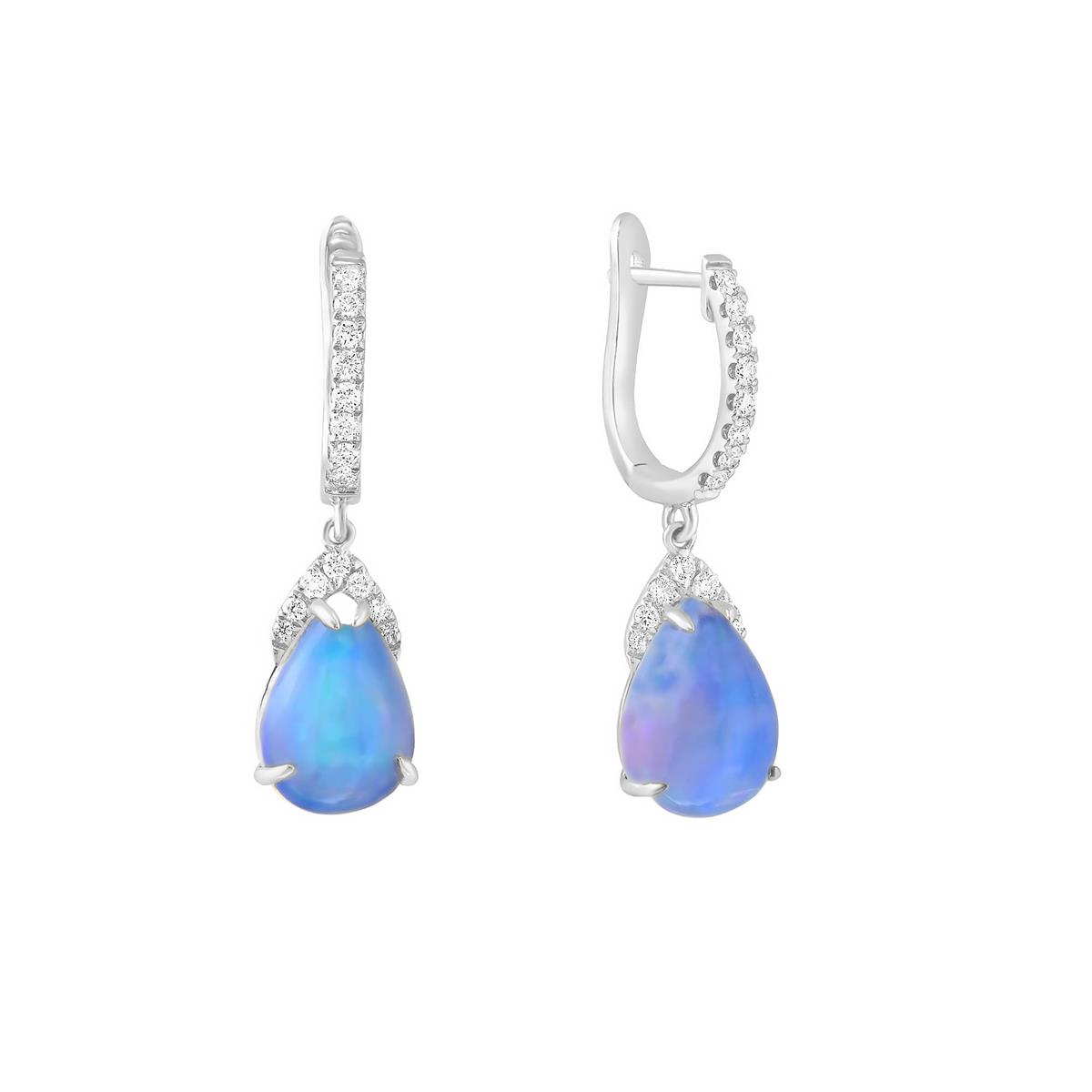 London Collection 14k Gold Opal & Diamond Drop Earrings