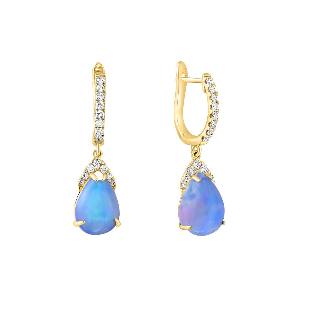 London Collection 14k Gold Opal & Diamond Drop Earrings