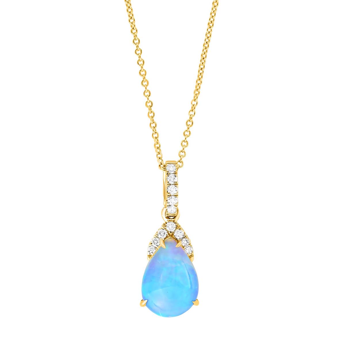 London Collection 14k Gold Diamond & Opal Pendant Necklace