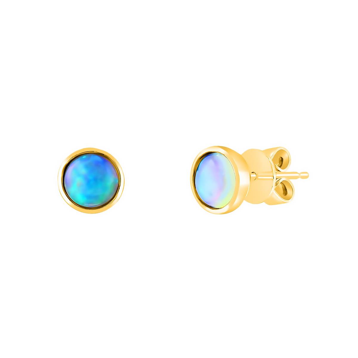 London Collection 14k Yellow Gold Opal Stud Earrings