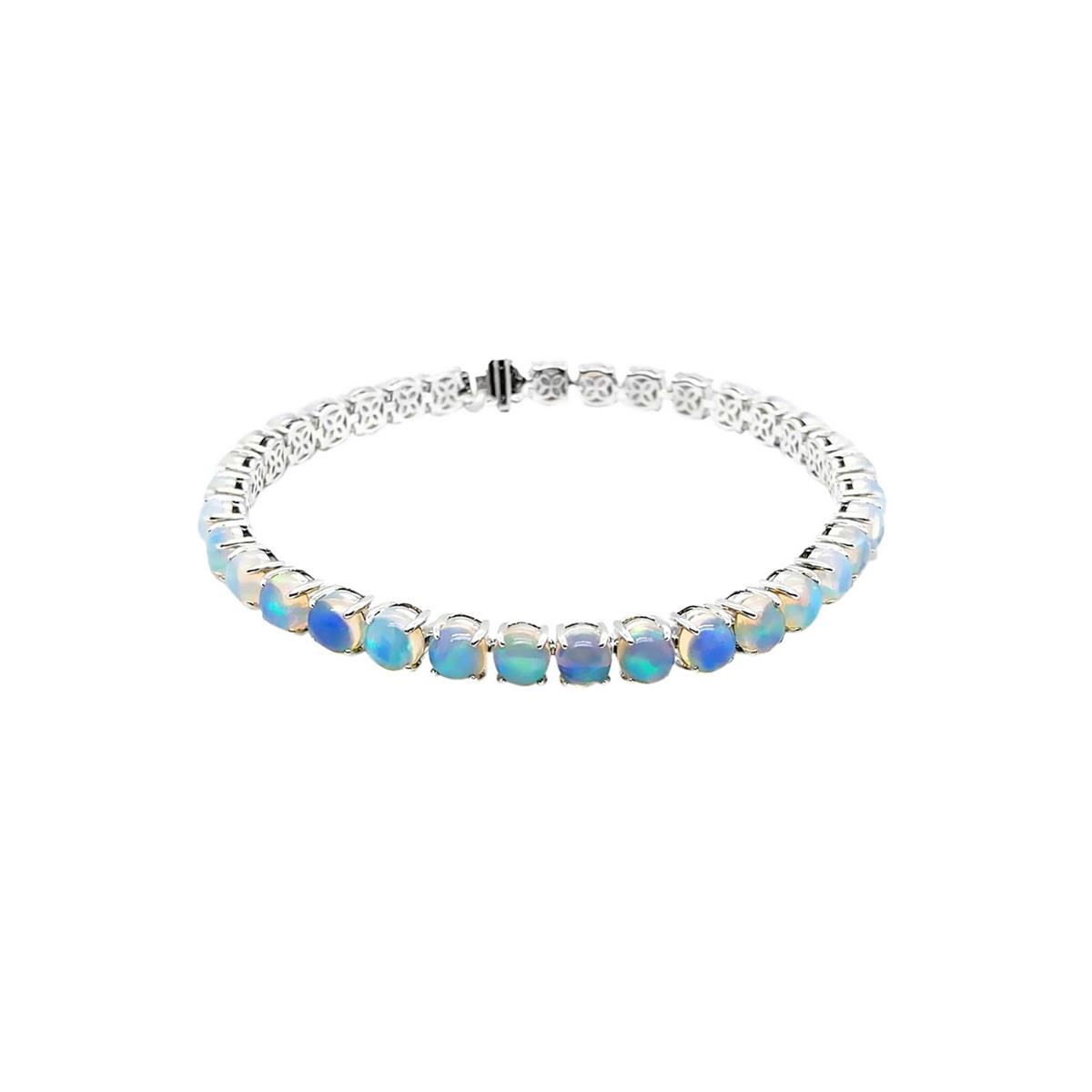 London Collection 14k White Gold Opal Tennis Bracelet