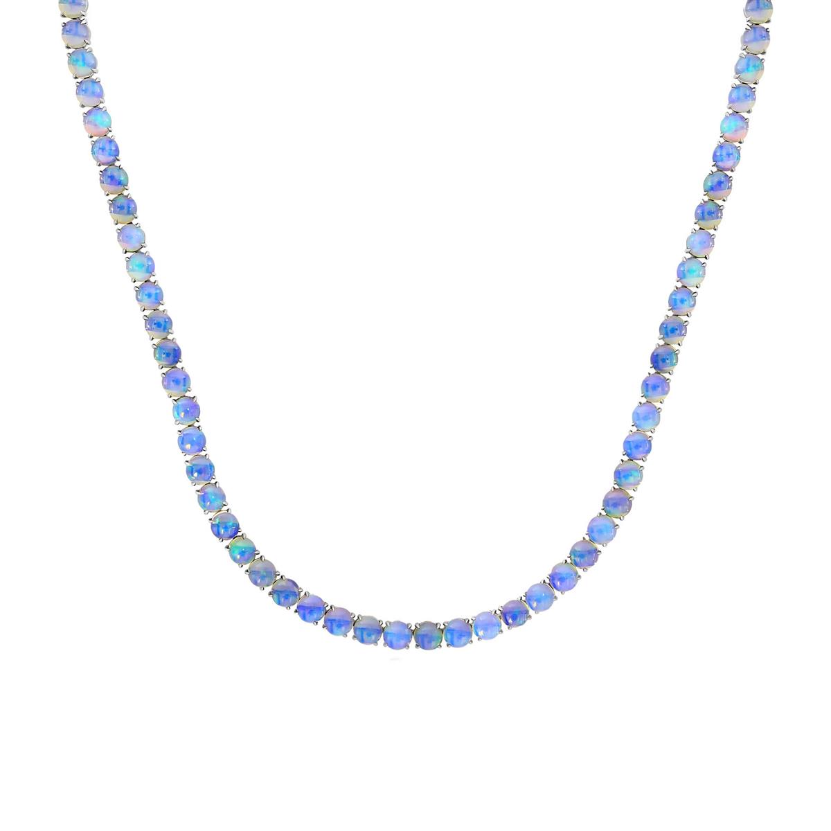 London Collection 14k White Gold Opal Tennis Necklace