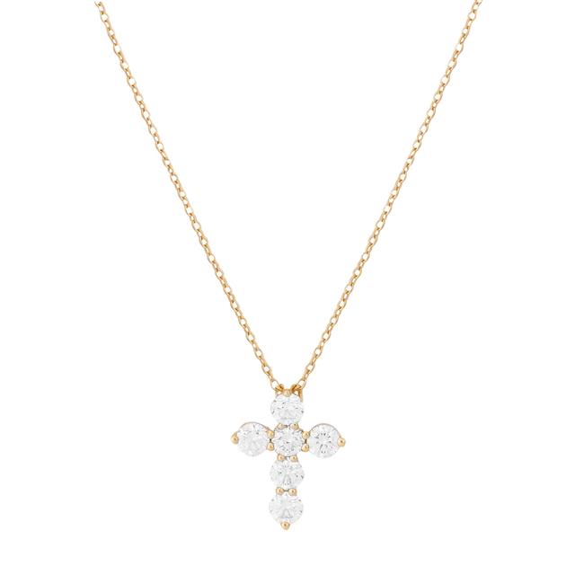 London Collection 14k Yellow Gold Diamond Cross Necklace 0.75cts