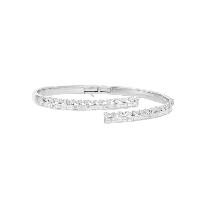 London Collection 14k White Gold Mixed Shape Diamond Bypass Bracelet