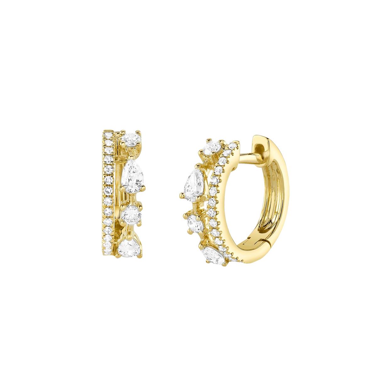 London Collection 14k Gold Two Row Huggie Earrings