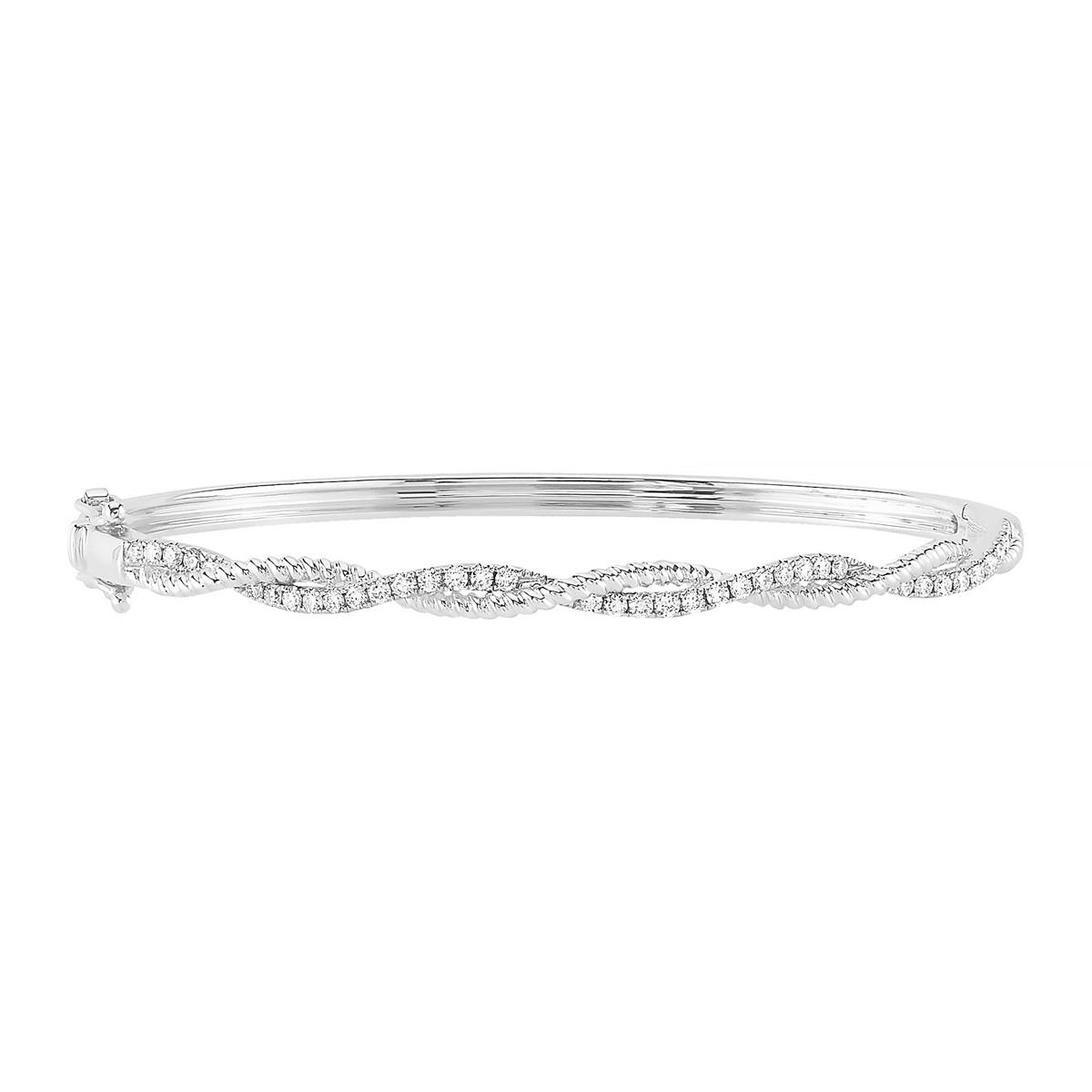 London Collection 14k Gold Diamond Twisted Bangle Bracelet