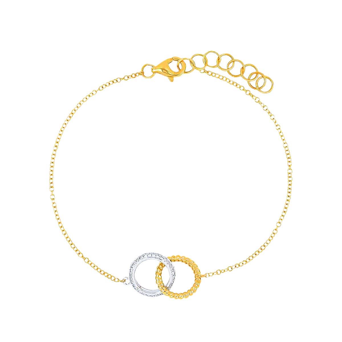 London Collection Two Tone Diamond Circle Chain Bracelet