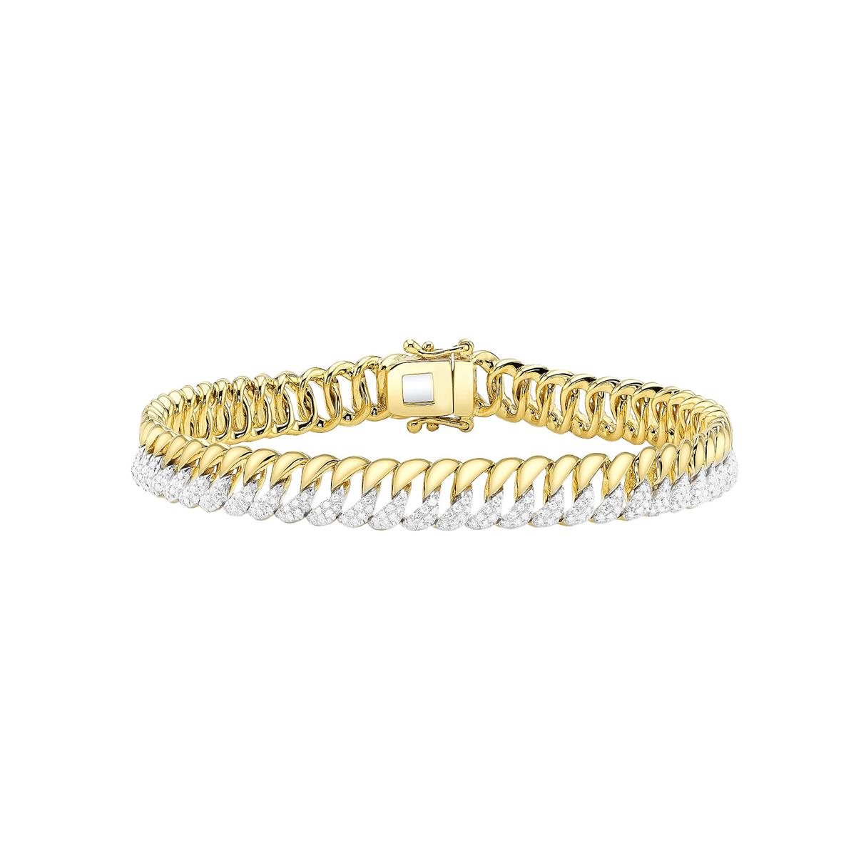 London Collection Two Tone Diamond 2 Row Link Bracelet