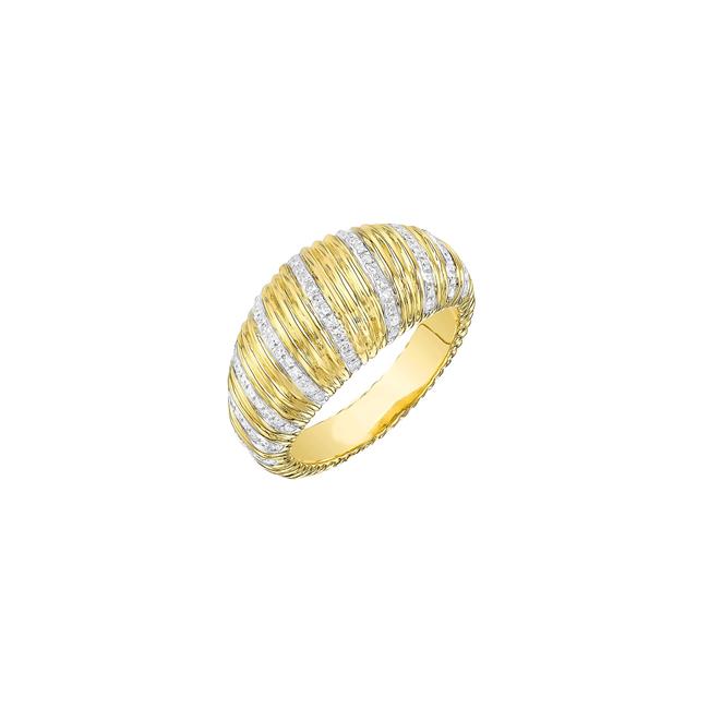 London Collection 14k Yellow Gold Ribbed Diamond Ring