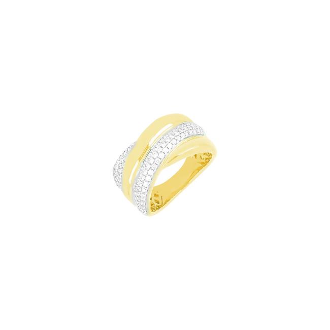 London Collection 14k Yellow Gold Criss Cross Diamond Ring