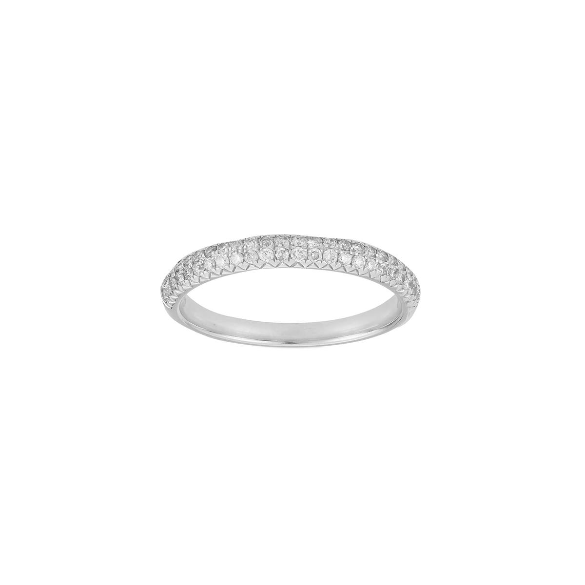 TWO by London 14k White Gold Double Row Diamond Wedding Band