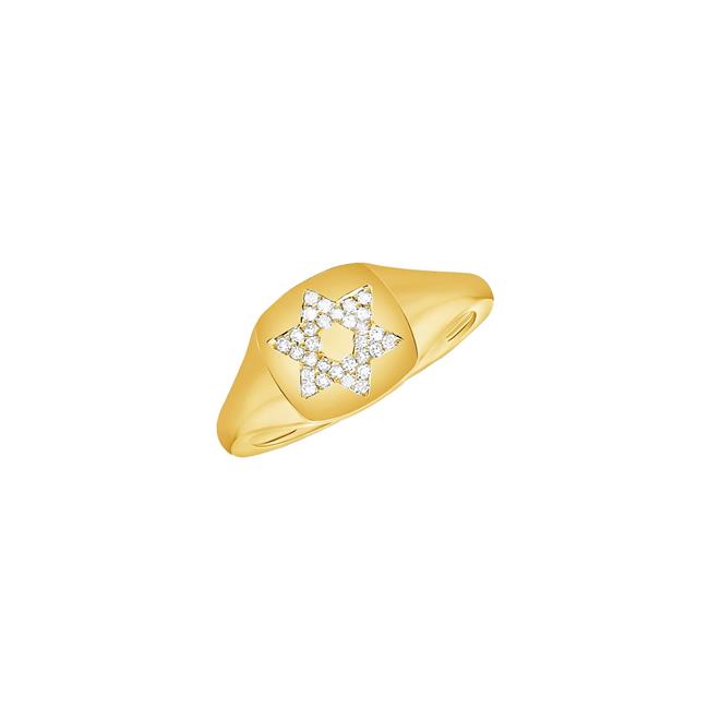 London Collection 14k Yellow Gold 30 Diamond Star of David Ring