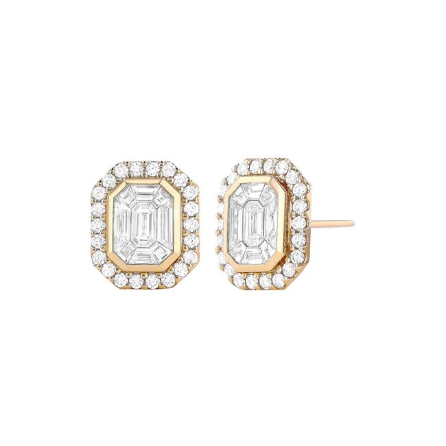 London Collection 18k Yellow Gold Diamond Mosaic Earrings