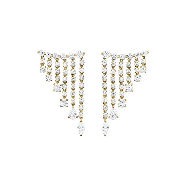Anita Ko 18k Yellow Gold Raindrop Mixed Diamond Earrings