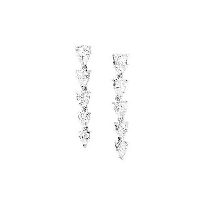 Anita Ko Quinn 18k White Gold Graduated Pear Diamond Drop Earrings