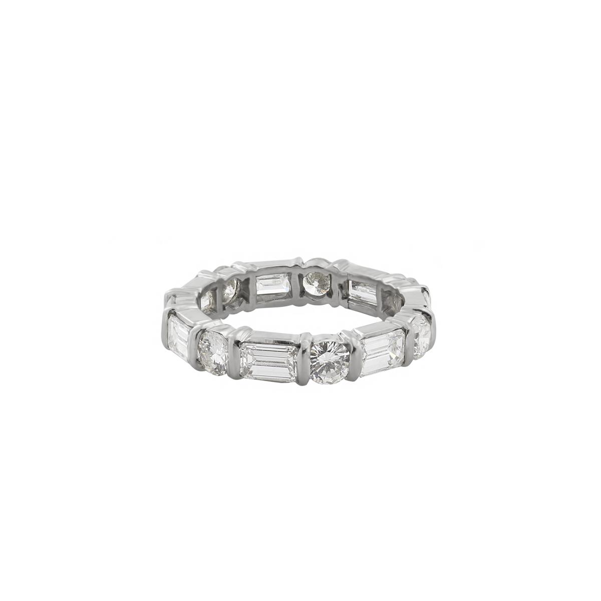 TWO By London Platinum Round and Baguette Diamond Band