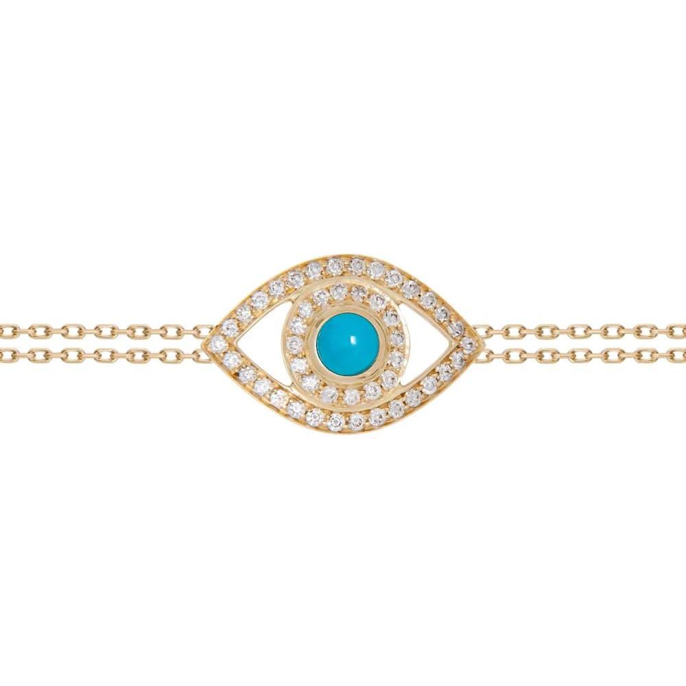 Netali Nissim 18k Diamond and Turquoise Big Eye Bracelet