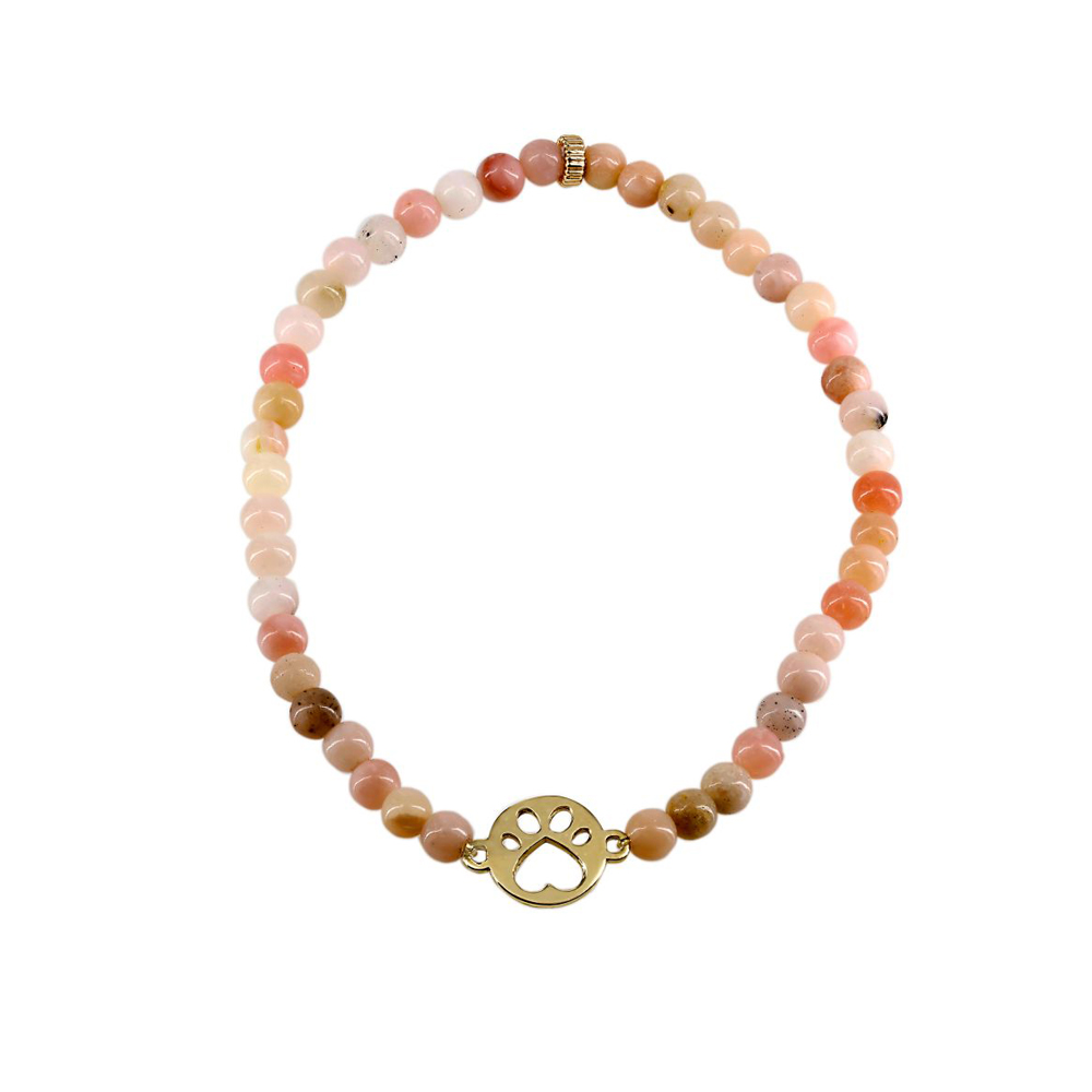 Our Cause for Paws 14k Mini Paw and Opal Bead Bracelet