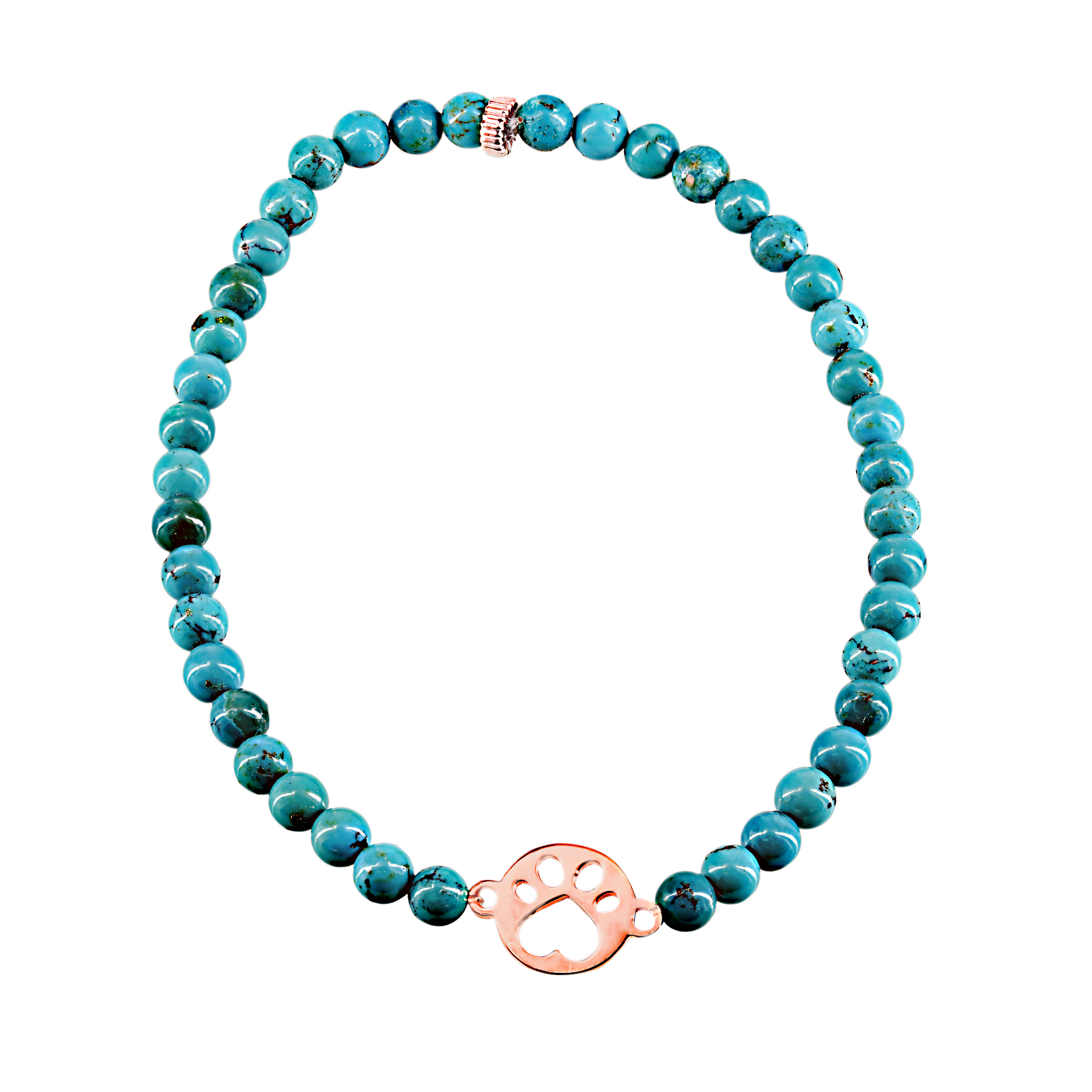 Our Cause For Paws 14k Rose Gold Turquoise Bead Bracelet
