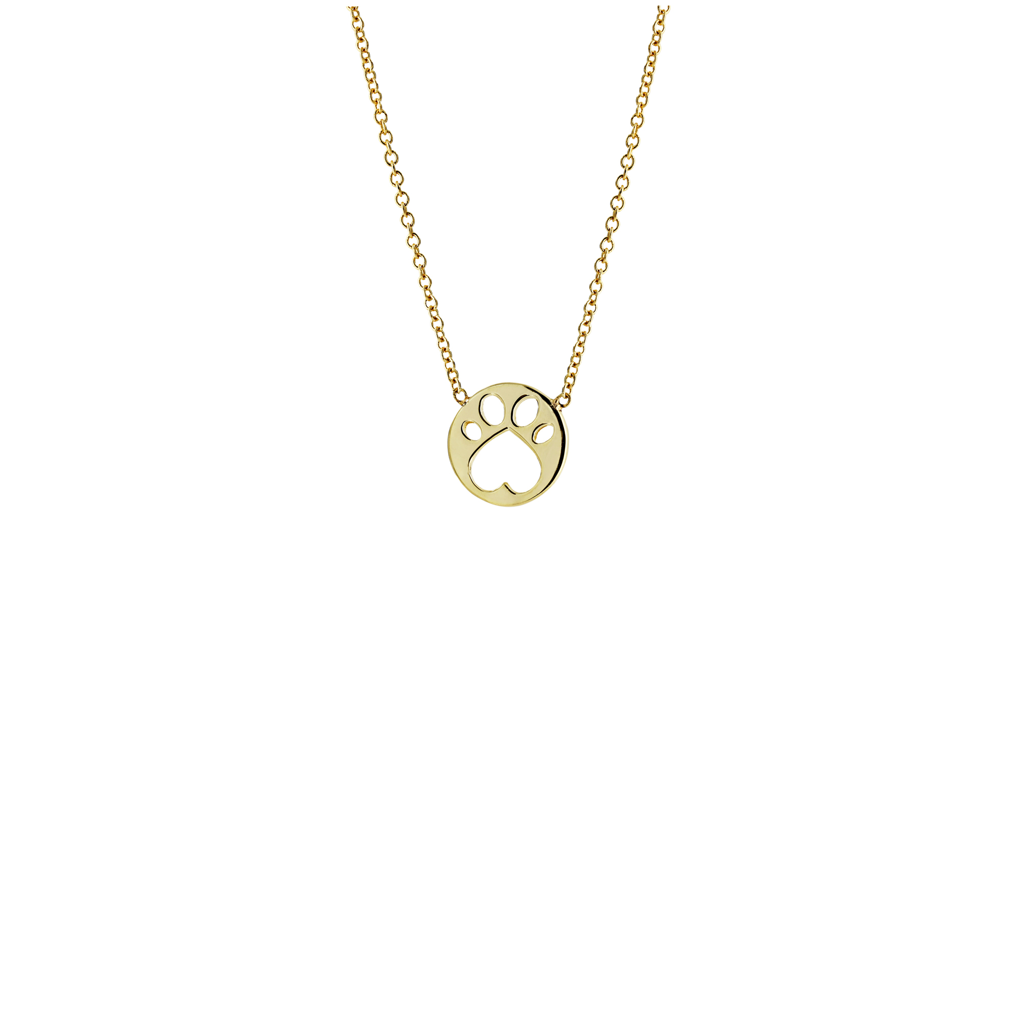 Our Cause for Paws 14k Yellow Gold 17in Mini Paw Pendant Necklace