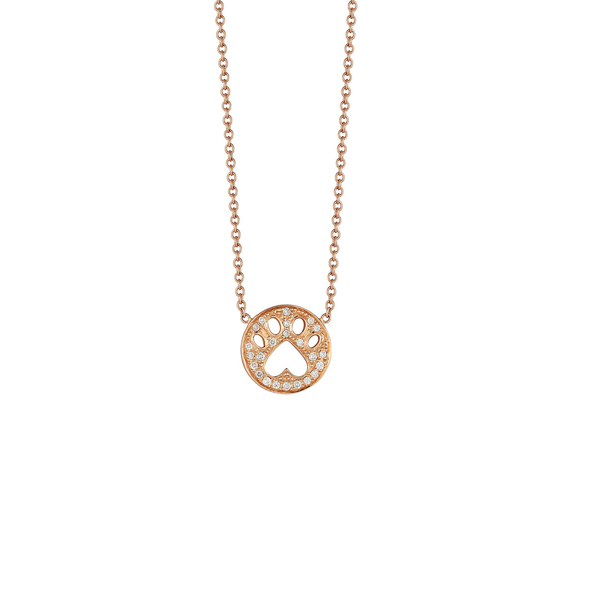 Our Cause for Paws Rose Gold Diamond Mini Paw Pendant Necklace