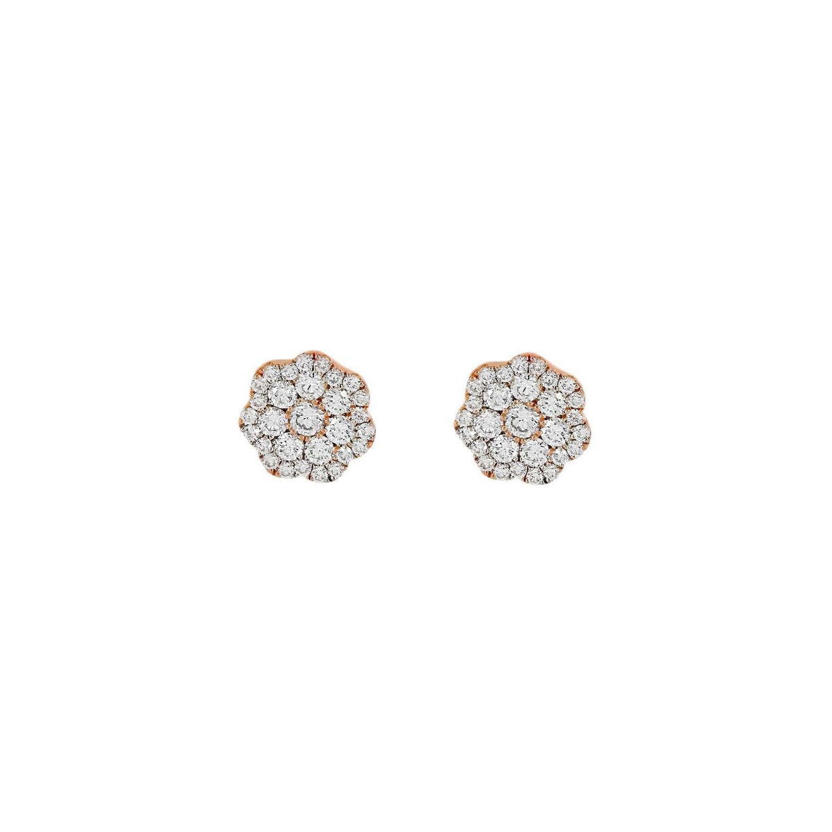 London Collection 14k Rose Gold Small Flower Cluster Diamond Stud Earrings