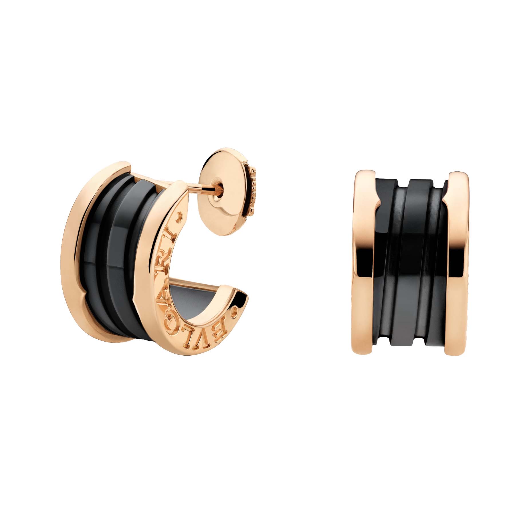 Bvlgari B.zero1 Rose Gold Black Ceramic Earrings
