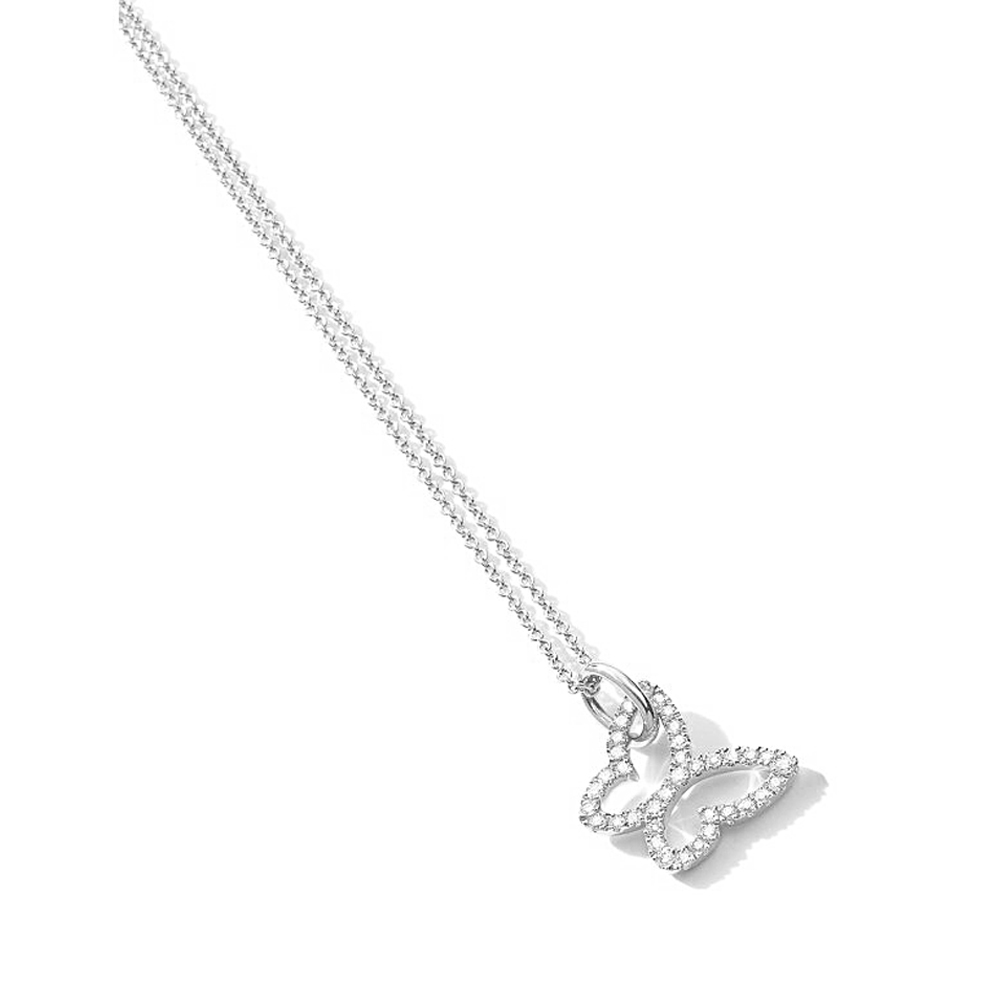 Sunrise Day Camp 14k White Gold Diamond Butterfly Pendant Necklace