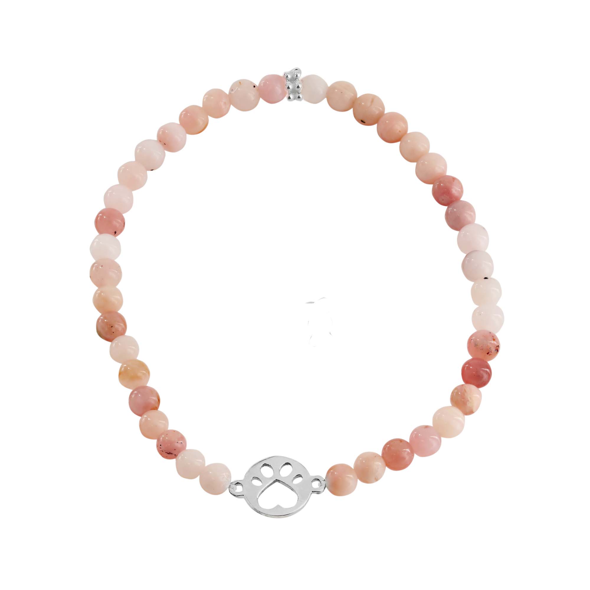 Our Cause for Paws Sterling Silver Mini Paw Opal Bead Bracelet