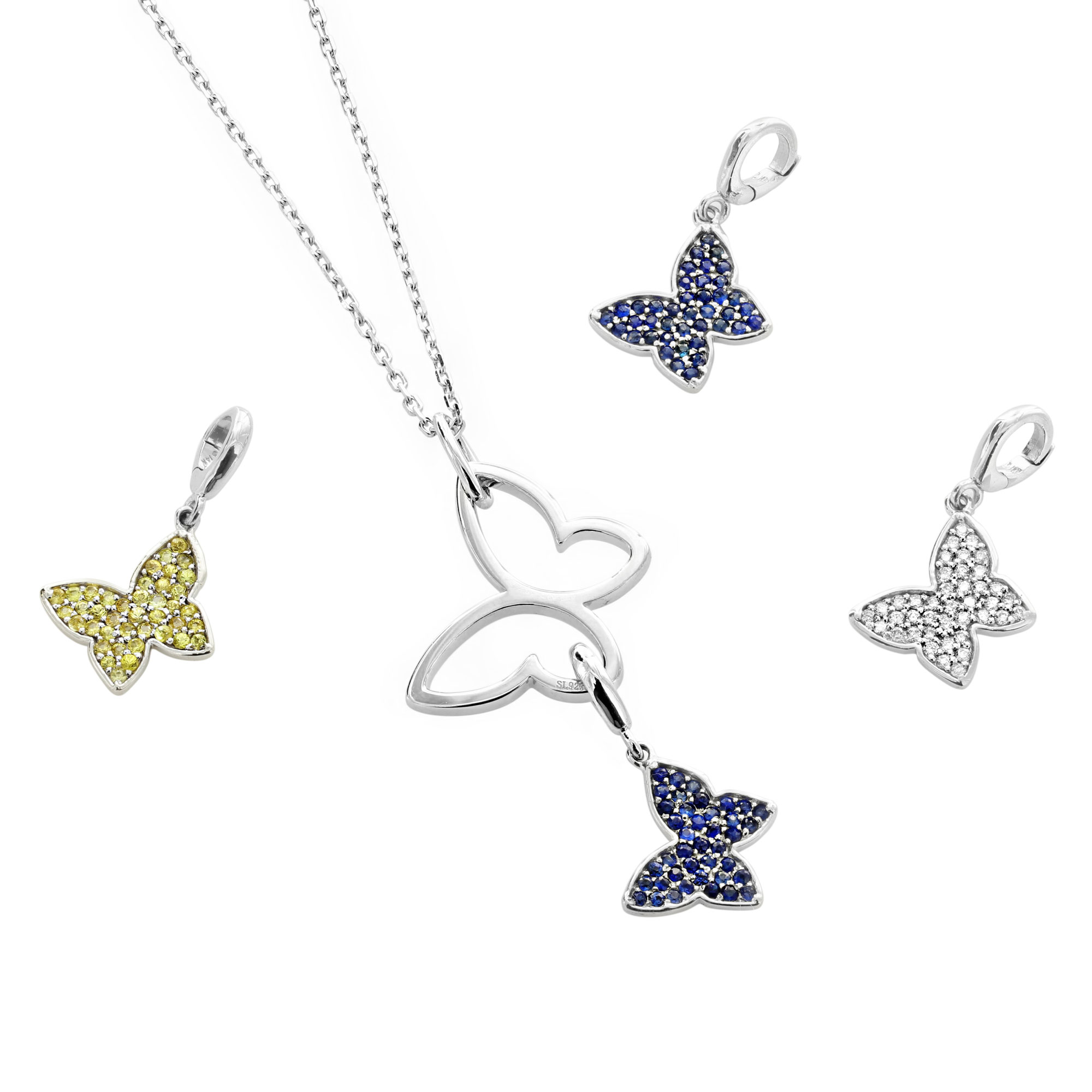 Sunrise Day Camp Sterling Silver Large Butterfly Pendant Necklace