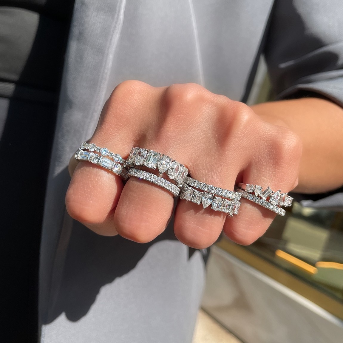 TWO By London Platinum Mixed Shape Diamond Eternity Band