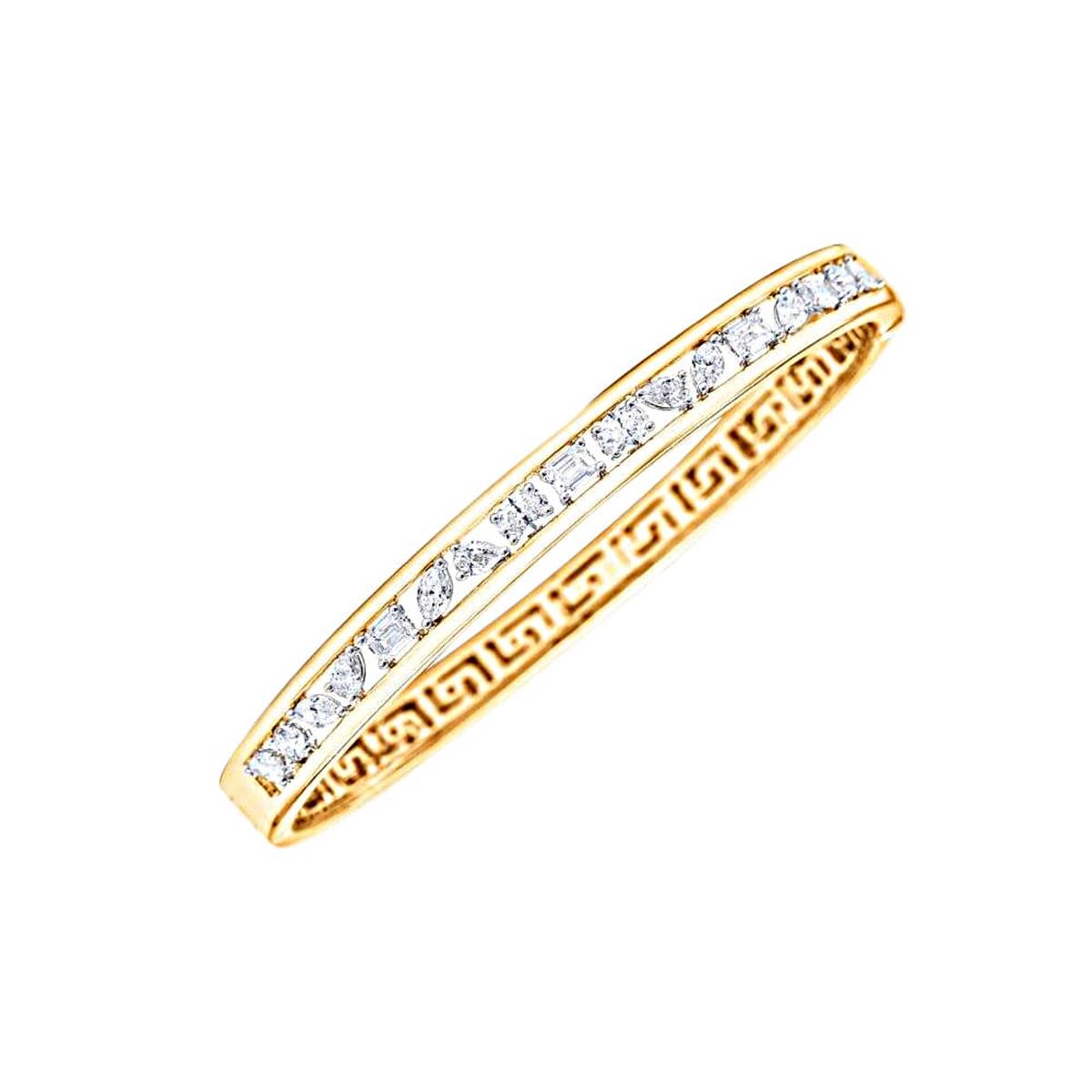 London Collection 18k Yellow Gold Mixed Shape Diamond Bangle Bracelet