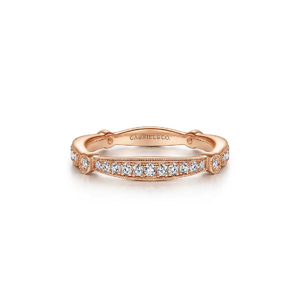 Gabriel & Co 14k Rose Gold Diamond Stackable Band Ring