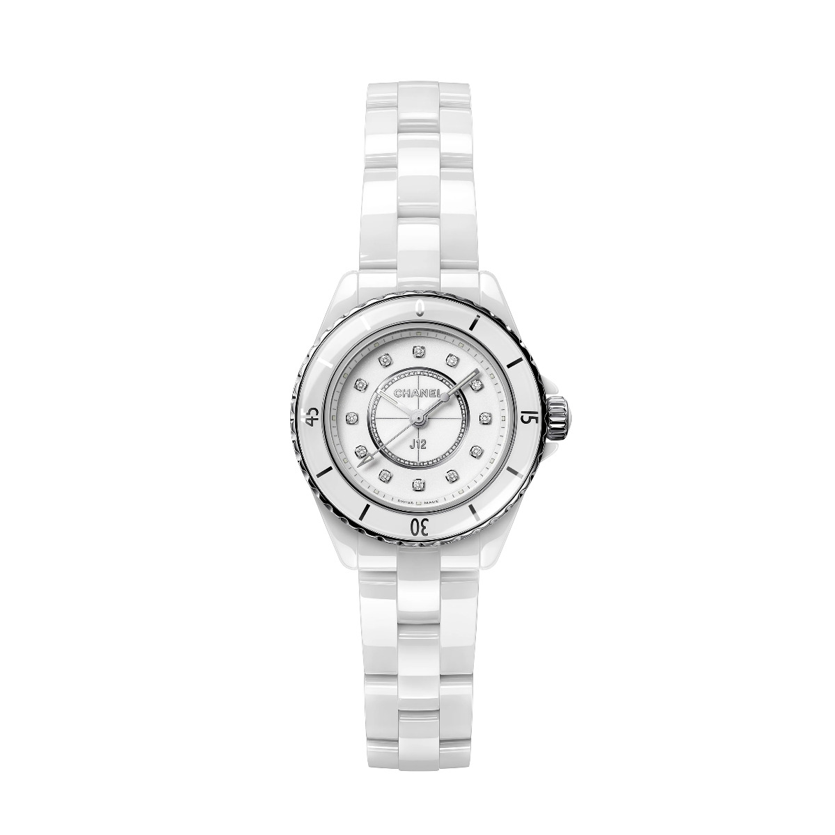 CHANEL J12 White Ceramic and Diamond 28mm