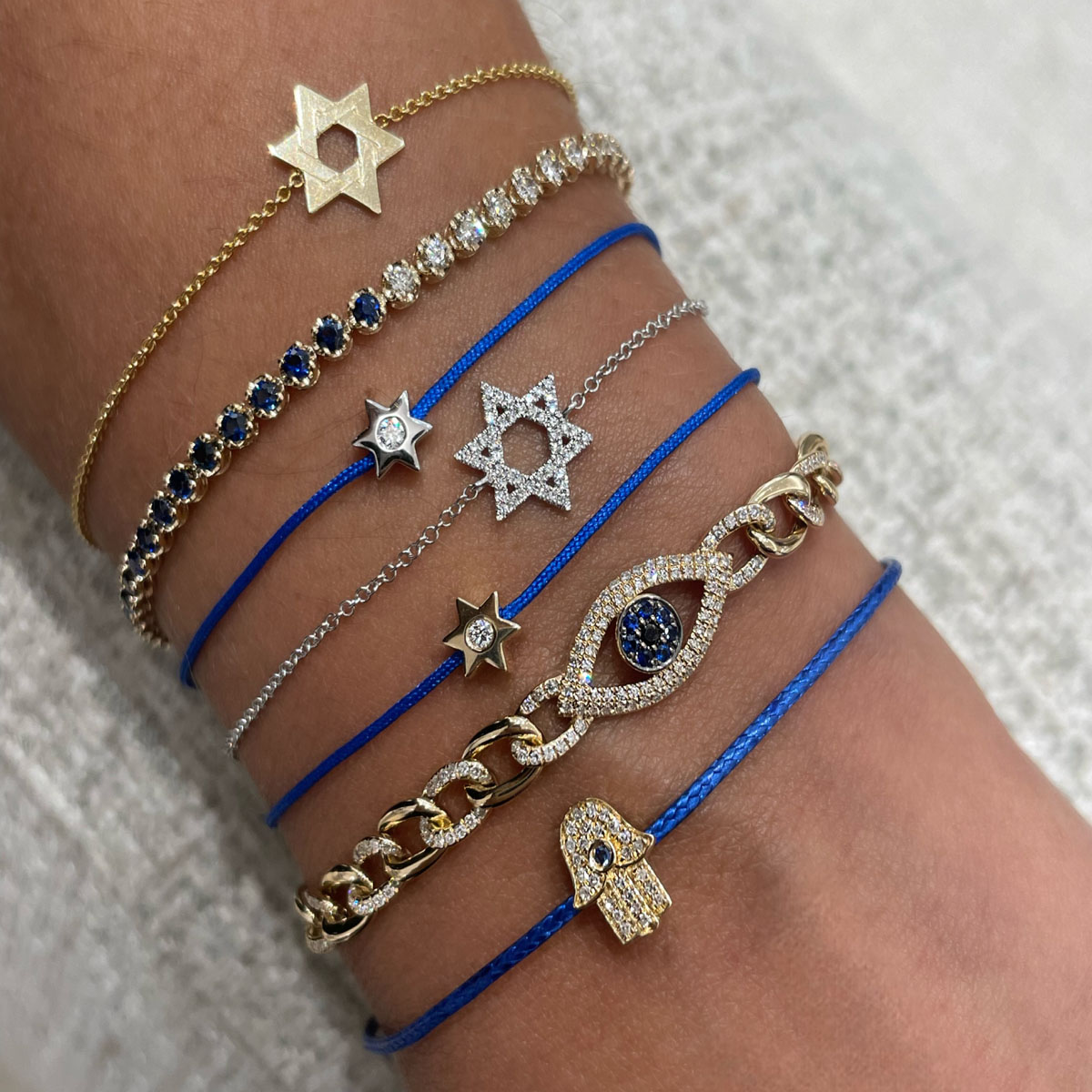 London Collection 14k Yellow Gold Star of David Chain Bracelet