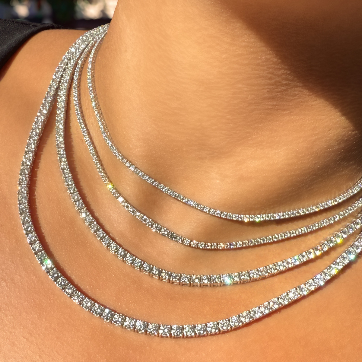 London Jewelers 14k White Gold Diamond Tennis Necklace 5.00cts